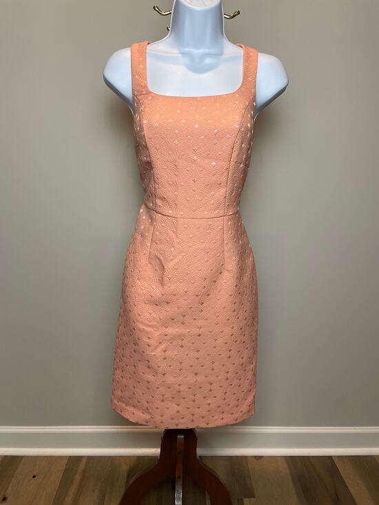 The Limited Dresses & Skirts - The Limited Peach Satin Thread Embroidered Sheath Dress Womens Size 4